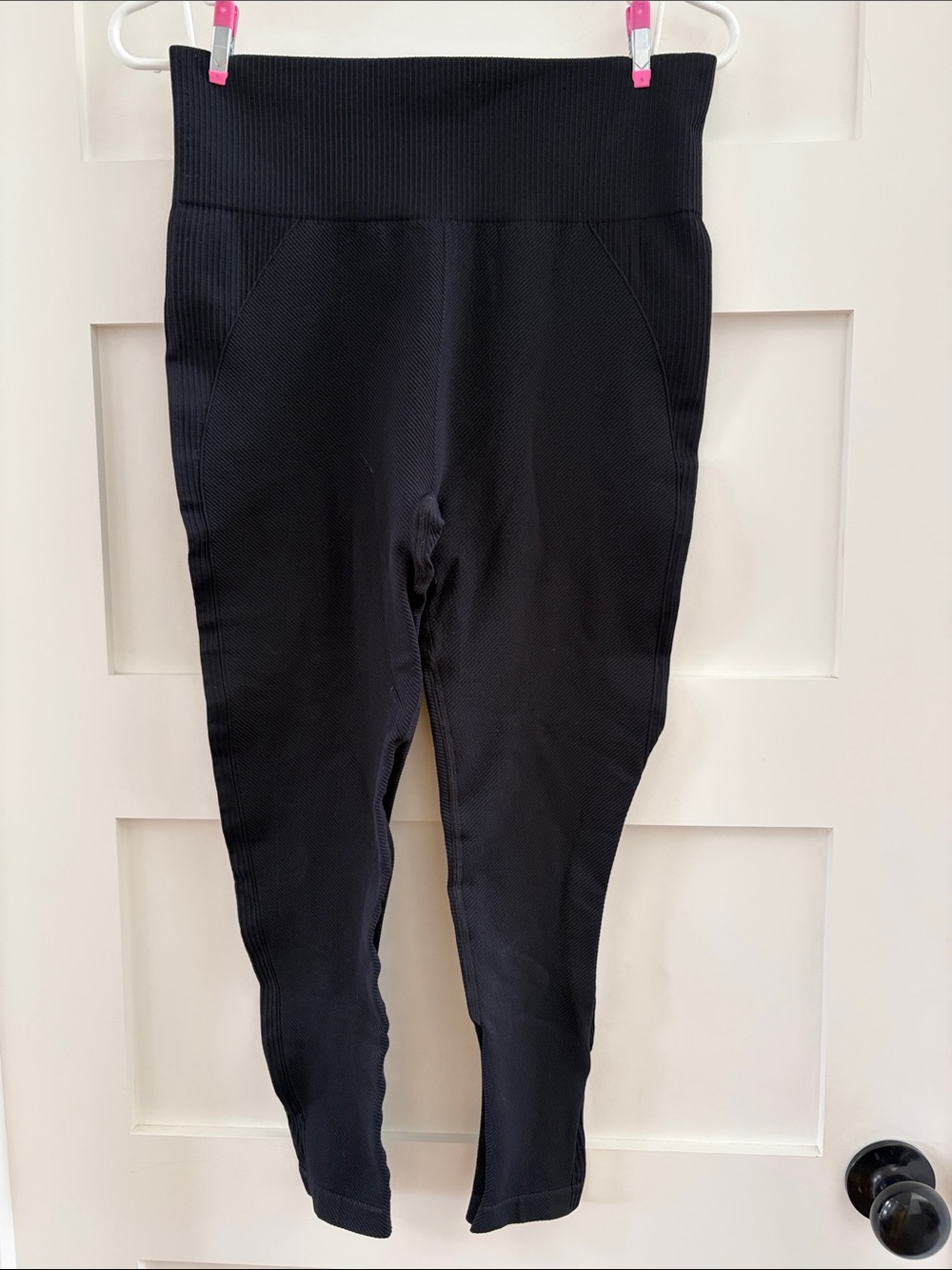 Zyia black High-Waist Black Ribbed Leggings